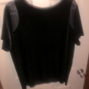 INC Black Velvet Top w/ Mesh Detail 2X